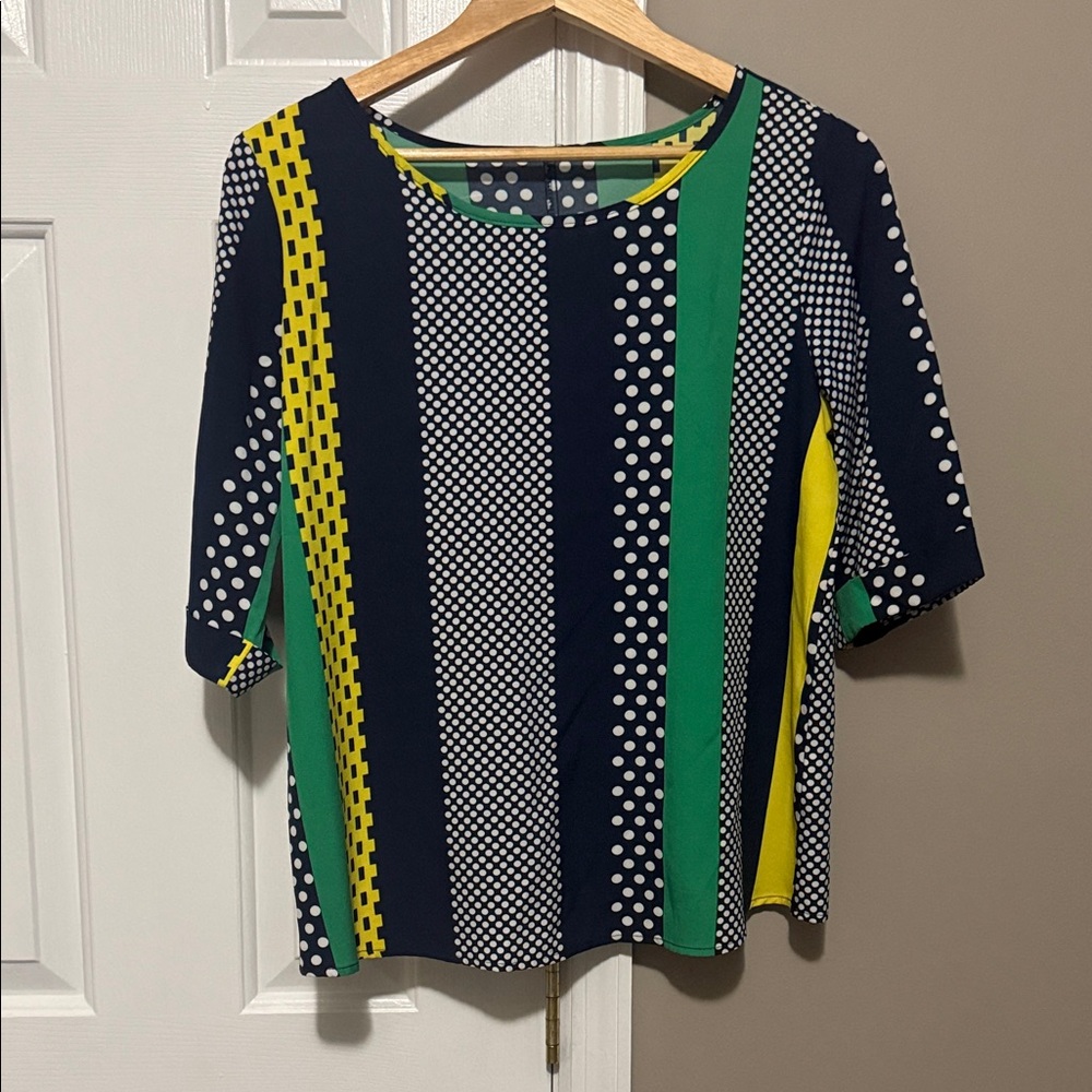 SHEIN Multicolor Polka Dot and Stripe Blouse NWOT Medium US 6